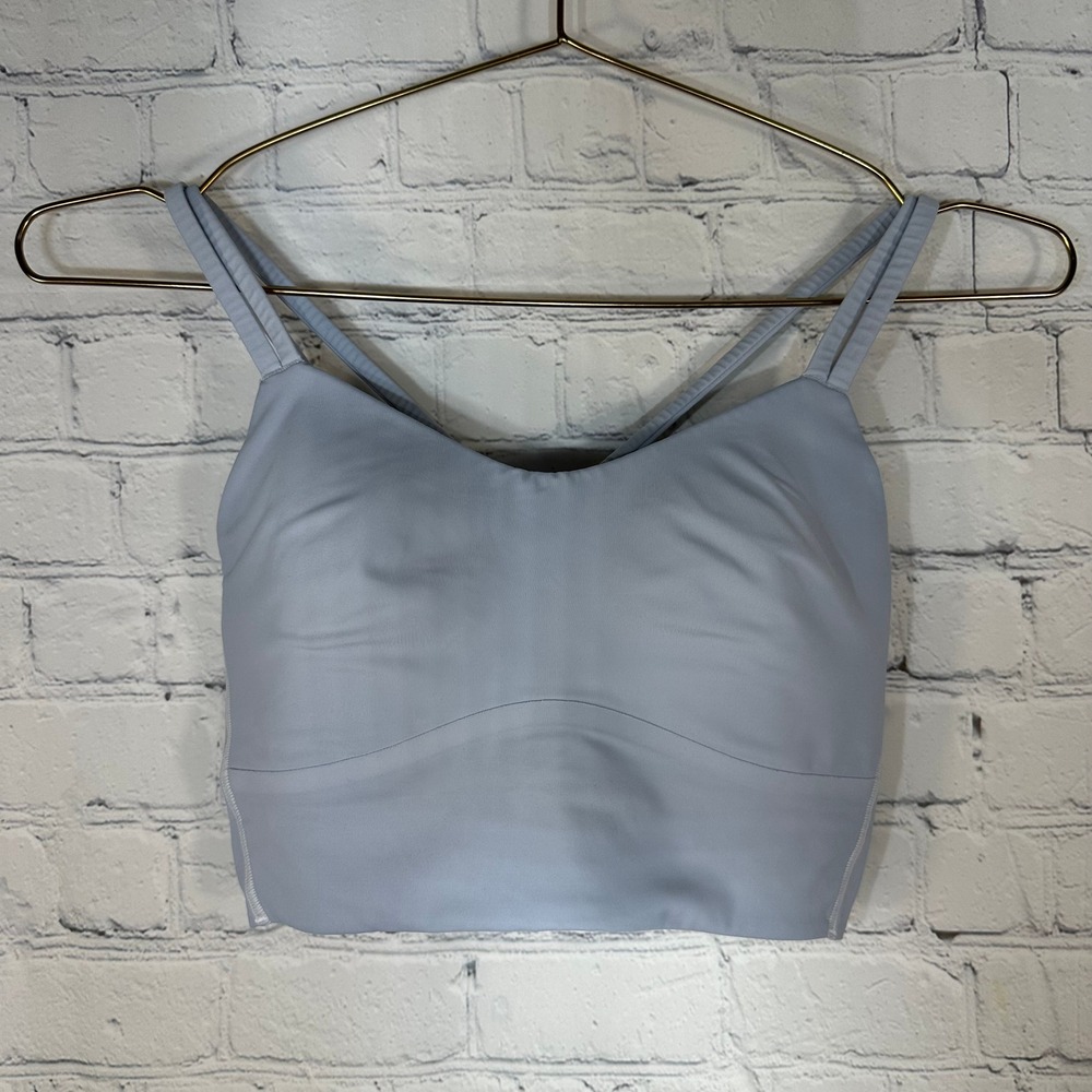 Lululemon Like a Cloud Longline Bra Light Blue Strappy Back Yoga B/C Cup Size 6